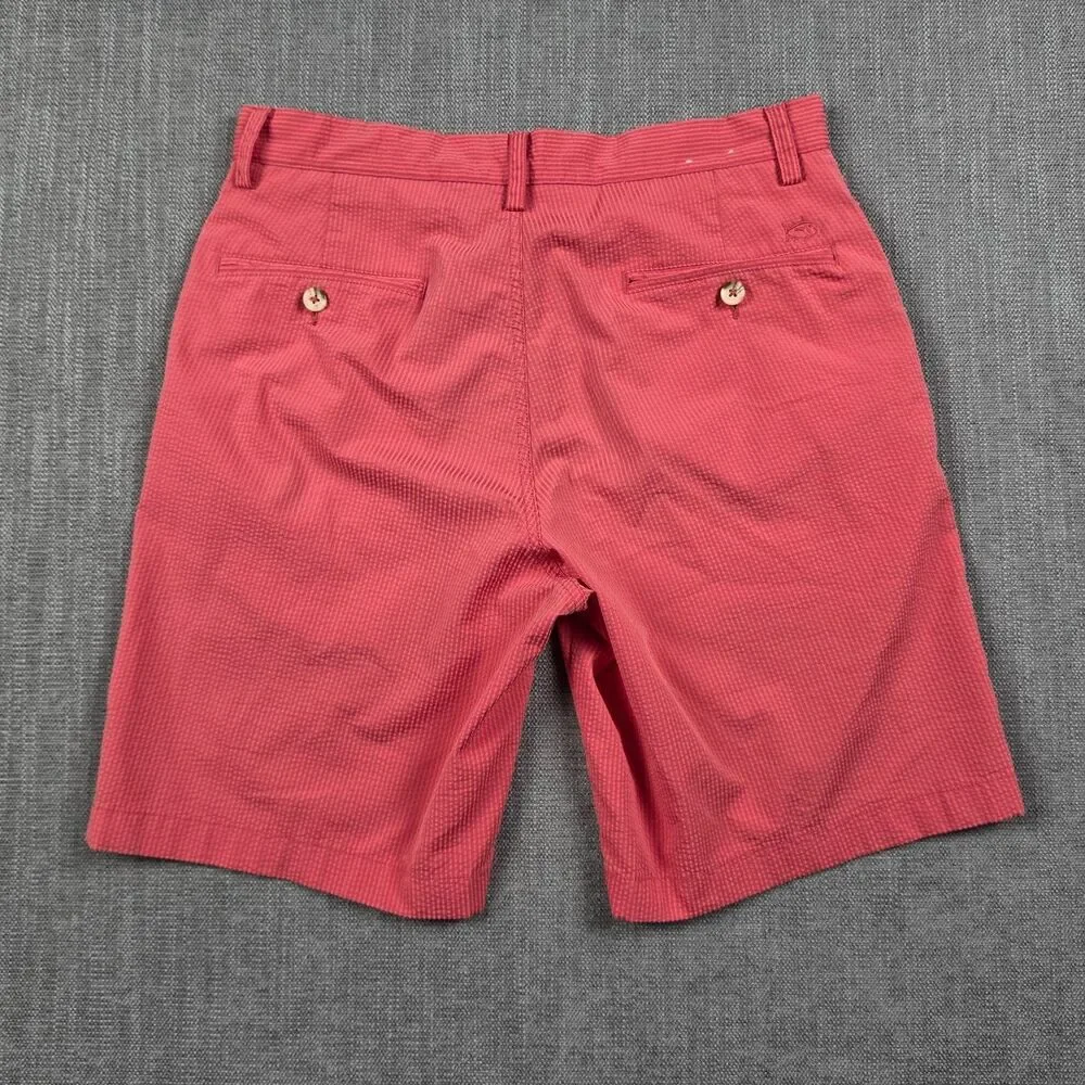 Southern Tide Shorts Mens 30 Pink Red Seasucker Striped Coastal Casual Golf